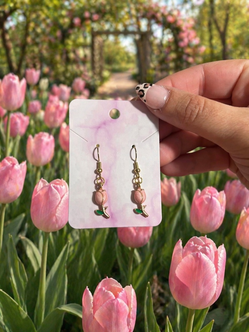 Delicate Pink Rosebud Drop Earrings - Women Jewelry